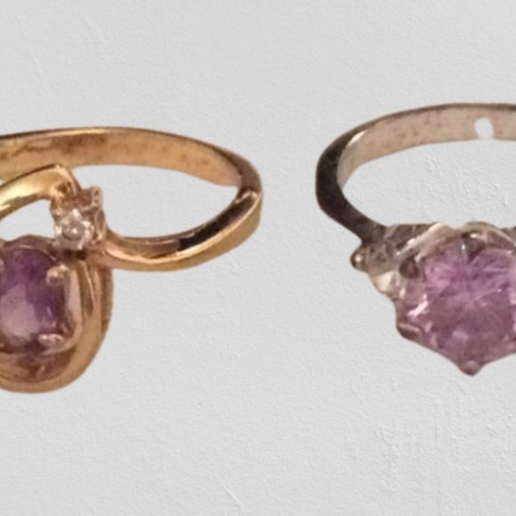 2 rings Amethyst stone Rings - Picture 2 of 15